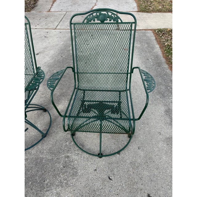 Vintage Green Wrought Iron Patio Swivel Rocker Chairs Set of 2 Chairish