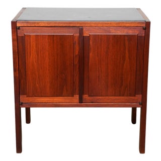 Jack Cartwright Walnut Nightstand With Slate Top, Mid-Century Modern Side Table For Sale