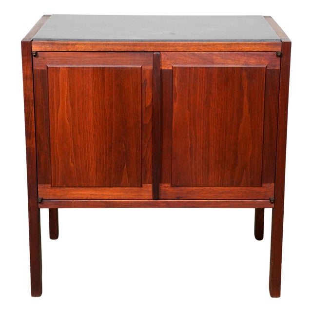 Jack Cartwright Walnut Nightstand With Slate Top, Mid-Century Modern Side Table For Sale