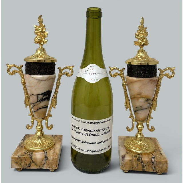 Pair French Regency Styl Giallo Sienna Marble Gilt Bronze Cassolettes Urns Vases For Sale - Image 10 of 10
