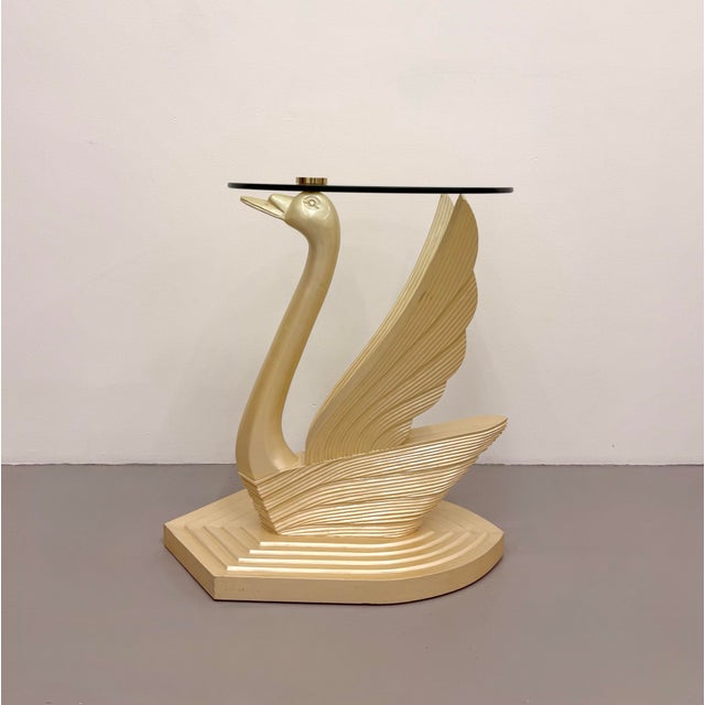 Vintage Art Deco Swan Glass Top Side Table For Sale - Image 4 of 8
