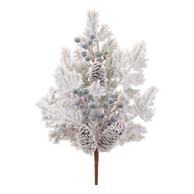 Flocked Pine Berry Spray (Set of 2) For Sale