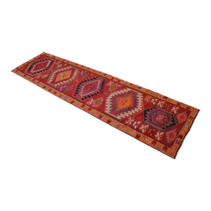 1970s Runner Turkish Hand-Knotted Runner Rug Hallway Decor