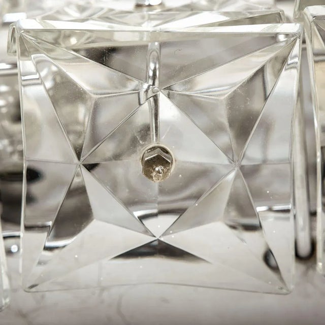 Large Nickel Crystal Glass Flush Mount Lights from Kinkeldey, 1970 For Sale - Image 3 of 18