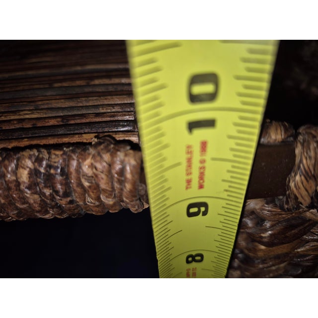 Wood Scorched Bamboo & Woven Hyacinth Serving Tray For Sale - Image 7 of 9
