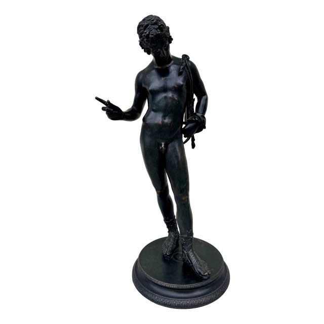 Praxiteles, Large Bronze Sculpture Narcissus of Pompeii, 1890s, Bronze For Sale