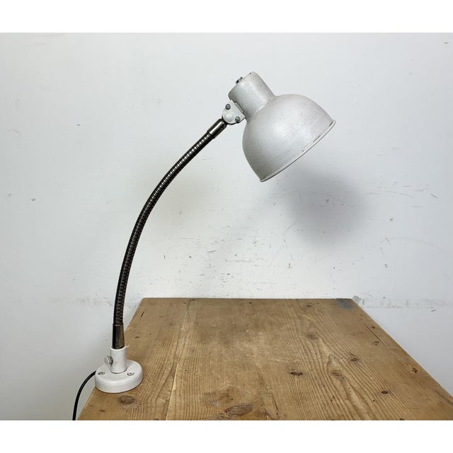 Industrial Grey Workshop Gooseneck Table Lamp, 1960s For Sale - Image 9 of 18