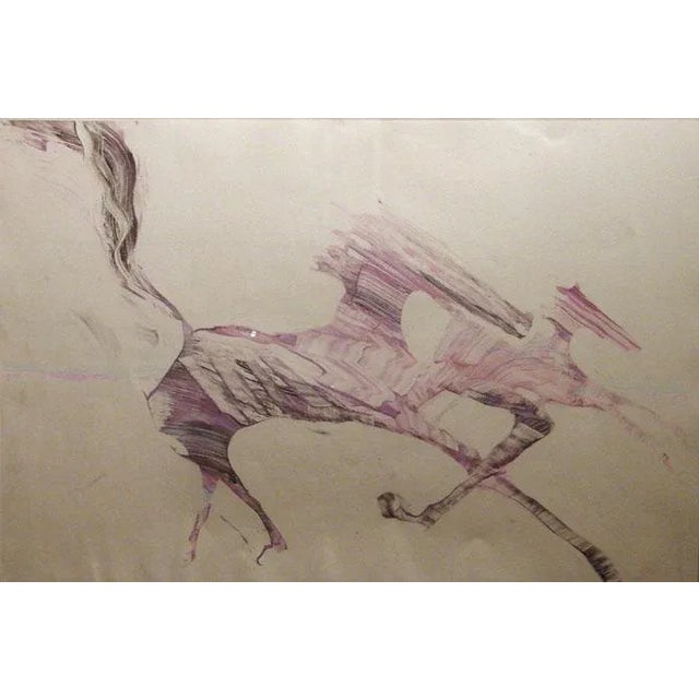 1990s "Dream of Horses" Abstract Signed Monotype by BC Nowlin, Framed For Sale - Image 4 of 5