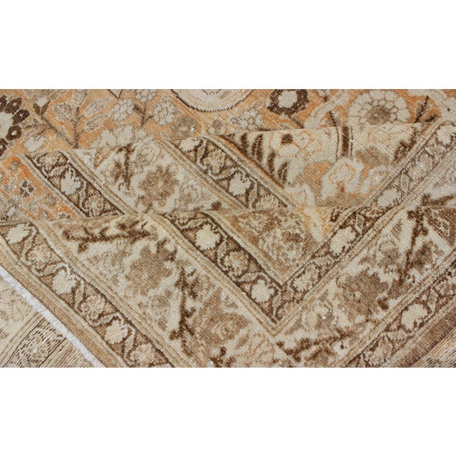 Antique Persian Tabriz Rug With Layered Medallion in Light Copper, Brown & Cream For Sale - Image 15 of 16