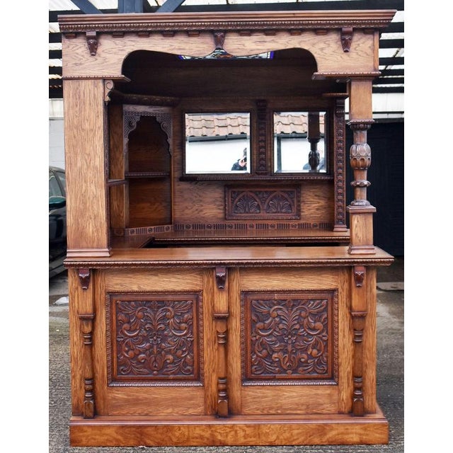 Carved Oak Corner Bar, 1980 For Sale - Image 3 of 11