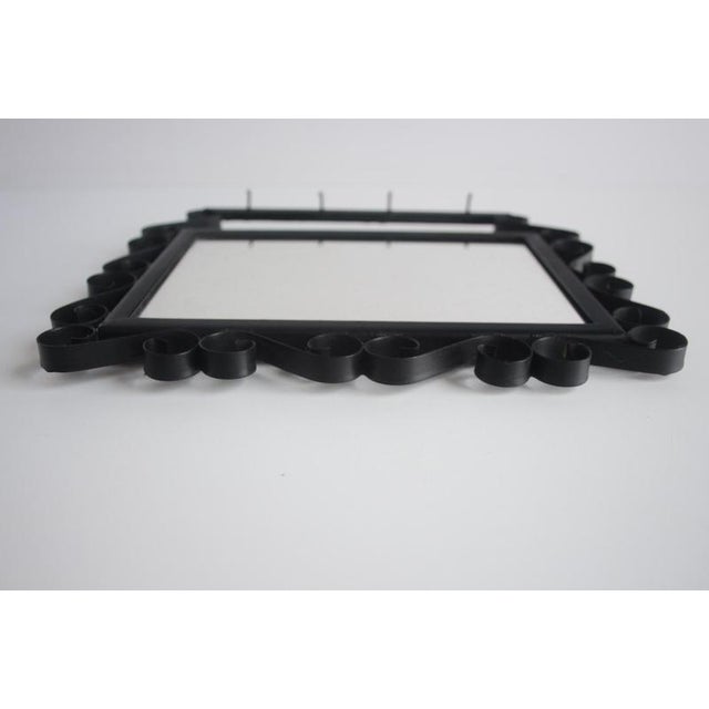 Vintage Metal Wall Mirror with Hooks, 1960s For Sale - Image 4 of 10