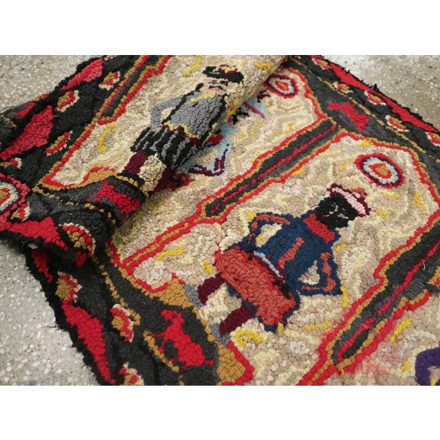Black Galerie Shabab Collection Mid-20th Century American Pictorial Hook Rug For Sale - Image 8 of 8
