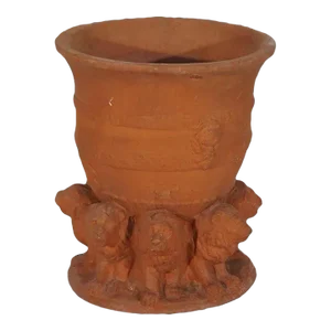 Vintage Classical Terracotta Figural Lion Garden Urn Planter, 20th Century