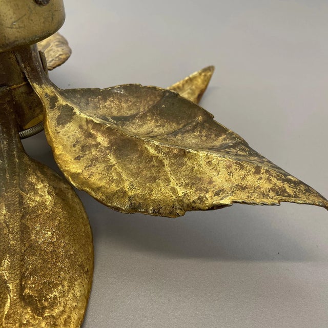 Brutalist Beligan Brass Metal Wall Ceiling Light by Willy Daro Belgium, 1970s For Sale - Image 12 of 14