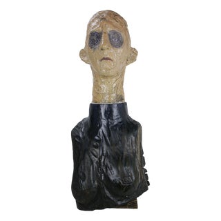 Figurative Sculpture in Raku Ceramic and Carved Poplar by Óscar Aldonza Torres, 2021 For Sale