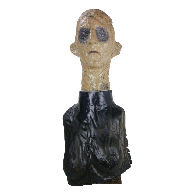 Figurative Sculpture in Raku Ceramic and Carved Poplar by Óscar Aldonza Torres, 2021 For Sale