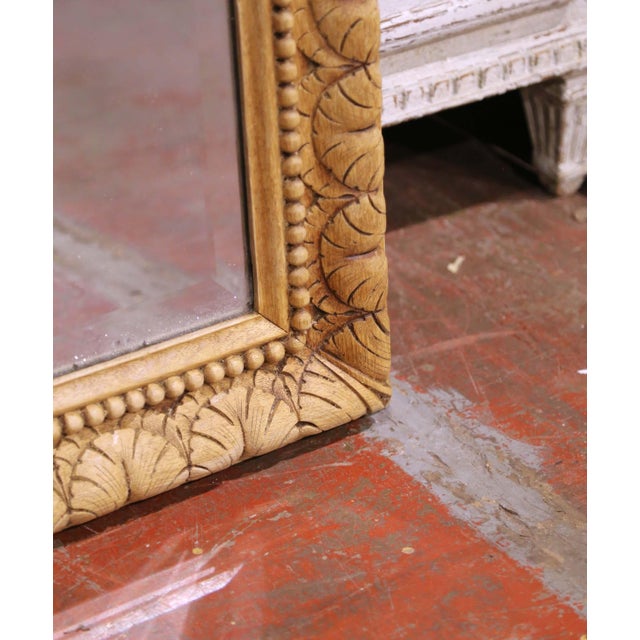 Wood 19th Century French Black Forest Carved Bleached Oak Wall Mirror With Bird Crest For Sale - Image 7 of 8