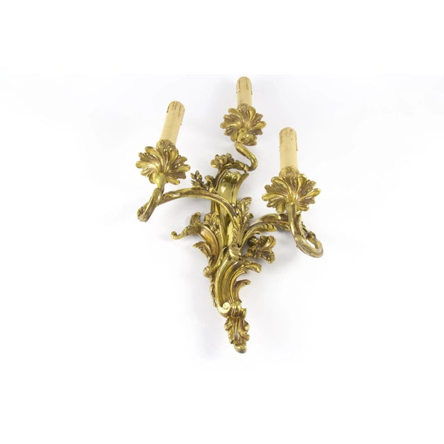 French Gilt Bronze 3-Light Sconce, 1920s For Sale - Image 17 of 18