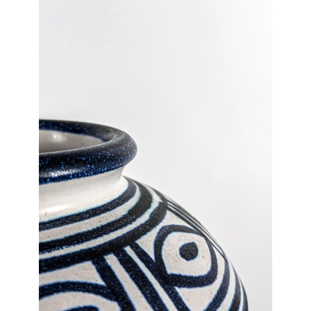 Large Ceramic Vase with Stylized Animal Motifs by Mette Doller for Höganäs, Sweden, 1960s For Sale - Image 4 of 8