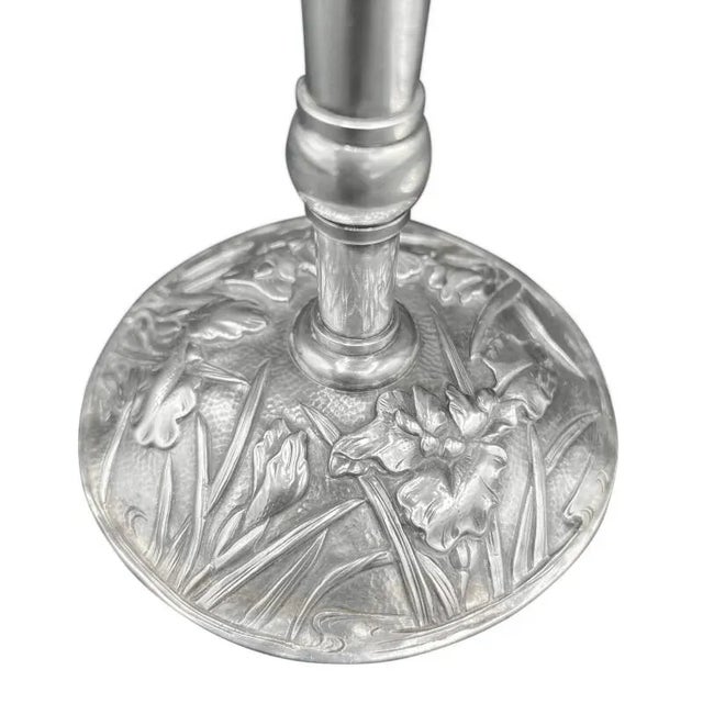 Art Nouveau Japanese Meiji Sterling Silver Fluted Iris Vases For Sale - Image 4 of 6