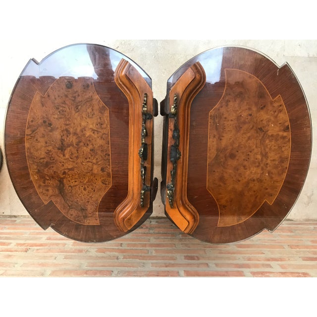 Metal Vintage Louis XVI Style Metal and Mirror Marquetry Nightstands, 1920s, Set of 2 For Sale - Image 7 of 18