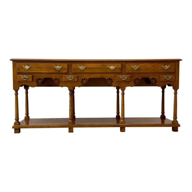 Late 20th Century Hickory Furniture Co Oak Welsh Sideboard / Credenza / Buffet For Sale