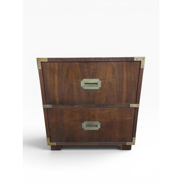 Baker Furniture Company 1960s Hollywood Regency Campaign Style Nightstand by Baker Furniture For Sale - Image 4 of 8