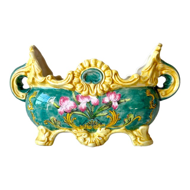 1980s Majolica Cache Pot For Sale