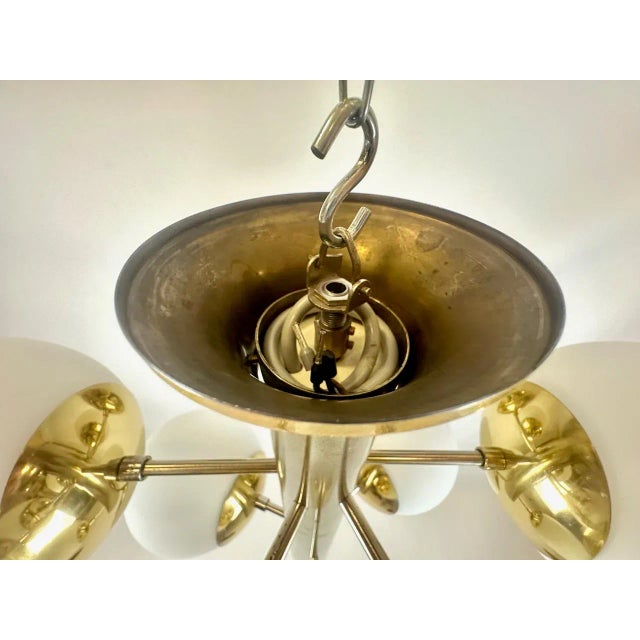 Mid-Century Atomic Brass 9-Arm Chandelier, 1970s For Sale - Image 6 of 15