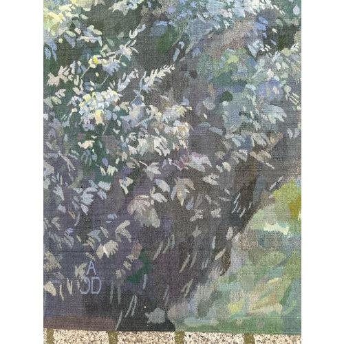 French Impressionist Tapestry with Forest Motif in the style of Aubusson, 1960s For Sale - Image 3 of 18