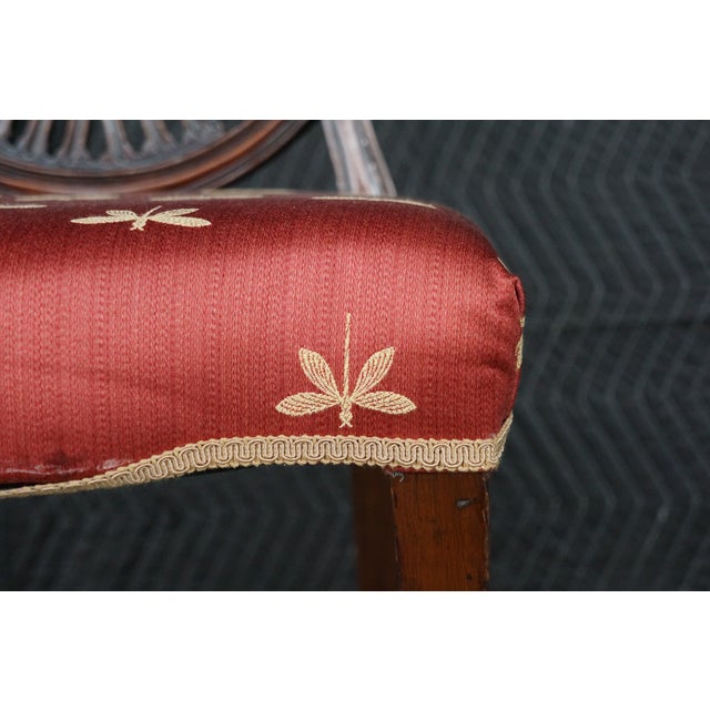 Late 19th Century Antique Hepplewhite Carved Mahogany Oval Wheel Back Dining Side Desk Chair For Sale - Image 5 of 18