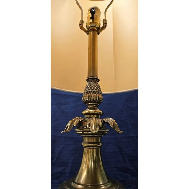 Brass Vintage Stiffel Glass and Golden Colored Table Lamp For Sale - Image 8 of 12