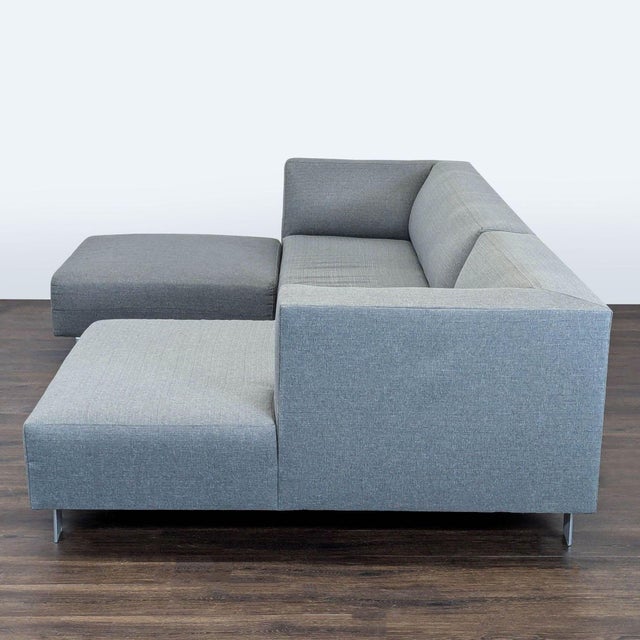 Modern Room and Board Chelsea Modern Gray Sectional Sofa With Ottoman For Sale - Image 3 of 8