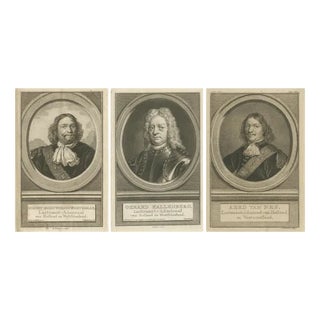 Dutch Naval Portraits, 1700s, Paper, Set of 3 For Sale