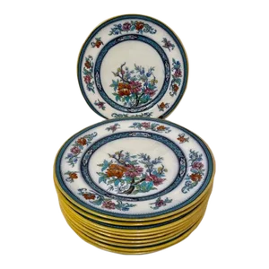 Late 19th Century Antique Villeroy and Bosh Dessert Plates in the Moriz Pattern - Set of 10