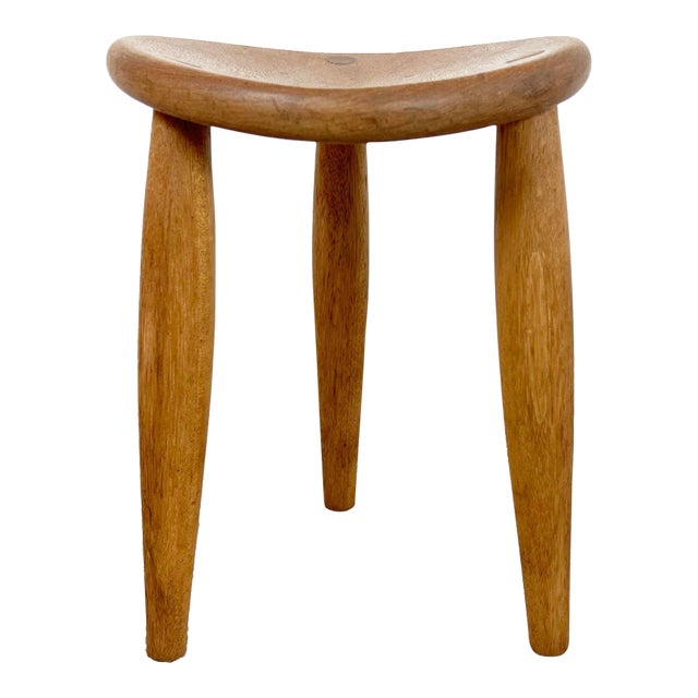 Vintage Studio Crafted Three Legged Stool in Oak For Sale