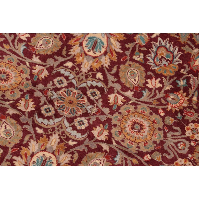 Floral Pak-Persian Maroon/Green Wool Rug - 8'0'' X 10'1'' For Sale In New York - Image 6 of 9