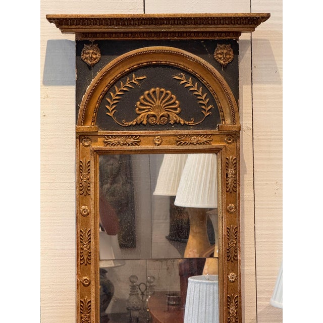 French Empire Giltwood and Black Painted Pier Mirror For Sale - Image 4 of 8