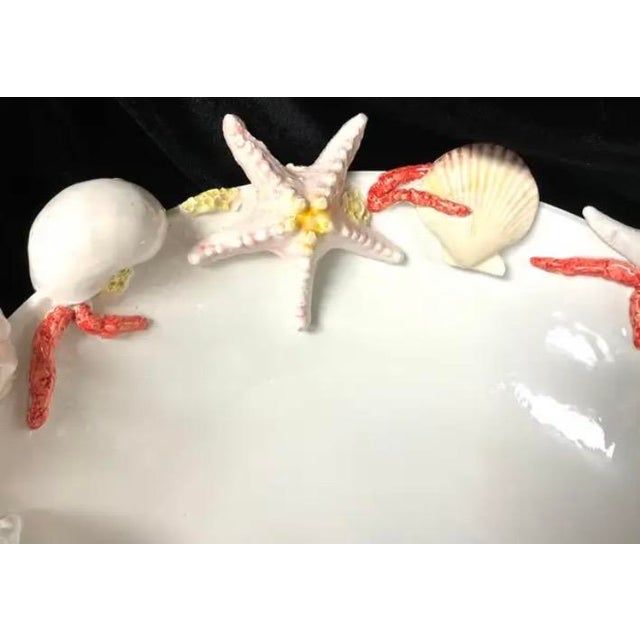 Large Italian Ceramic Seashell Centerpiece Bowl by Borbone Capodimonte For Sale - Image 10 of 13