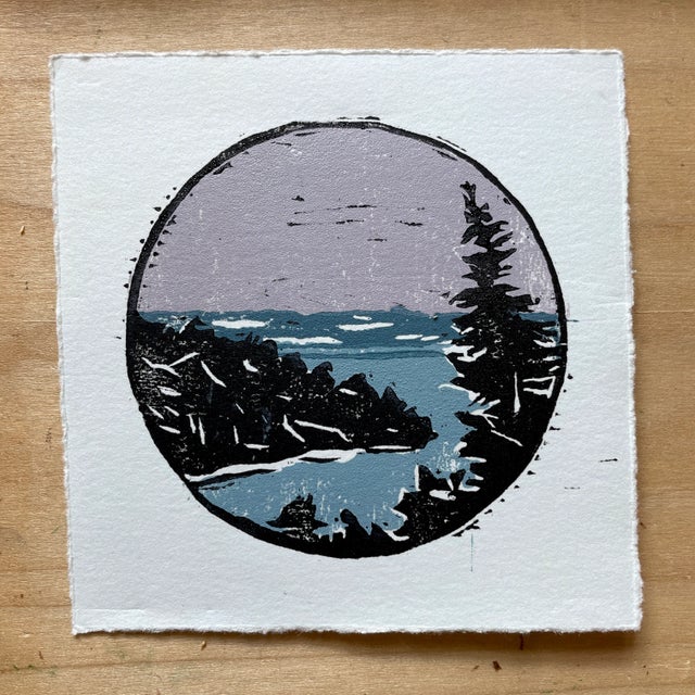 2020s Contemporary Woodblock Print Pacific Northwest Landscape by Michelle Farro For Sale - Image 5 of 6