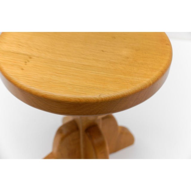 Beige Mid-Century Modern Handmade Beech Stool, France, 1960s For Sale - Image 8 of 14