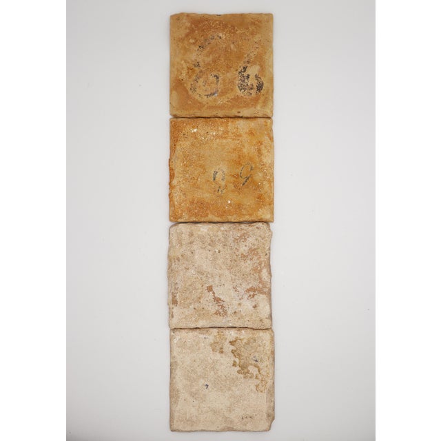 18th Century Set of Four Tiles Depicting a Cherub Holding a Baroque Torchiere For Sale - Image 9 of 10