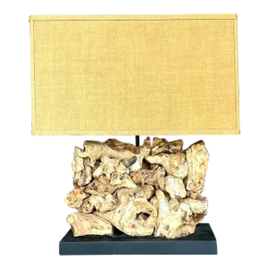 Vintage Boho Wood Knot Table Lamp