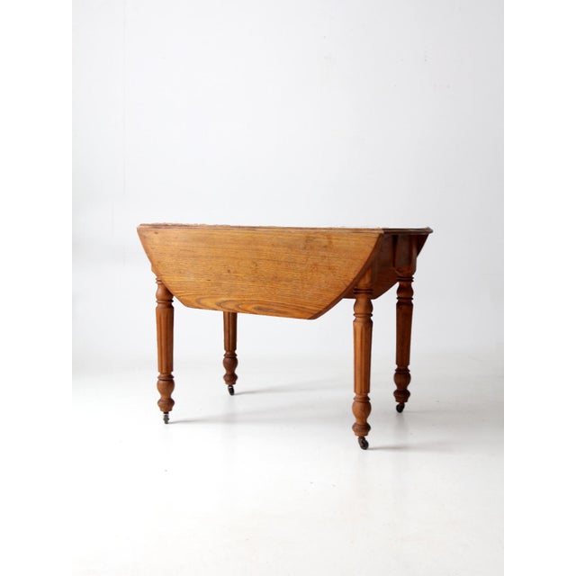 Wood Antique Drop Leaf Table For Sale - Image 7 of 16