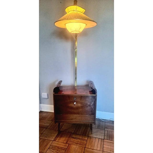 Wood 1950s Italian Dry Bar -Floor Lamp For Sale - Image 7 of 9