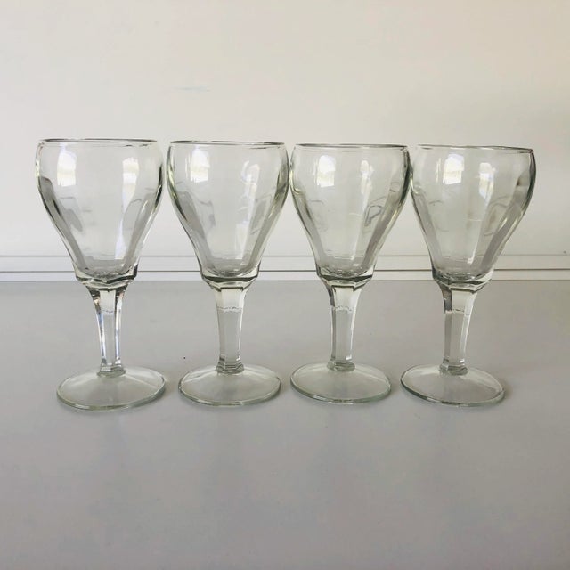 Vintage Clear Glass Wine Goblets- Set of 4 For Sale In New York - Image 6 of 6