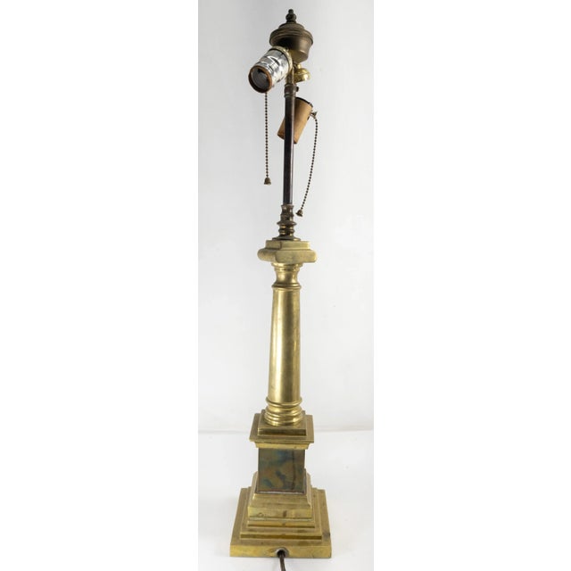 20th Century Decorative Brass Column Form Table Lamp for Restoration For Sale - Image 4 of 12