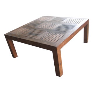 Andrianna Shamaris Slatted Teak Wood Coffee Table For Sale