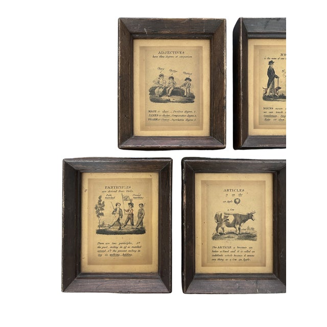 Traditional Set of 5 Antique English Regency Era Framed Grammar Prints, Circa 1800–1830 For Sale - Image 3 of 11