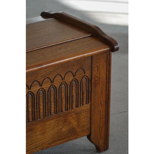 Mid 20th Century Danish Modern Oak Chest with Decorative Relief Carving, 1950s For Sale - Image 15 of 18